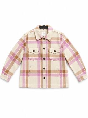 GAP Plaid Shacket in Cream, Pink & Tan